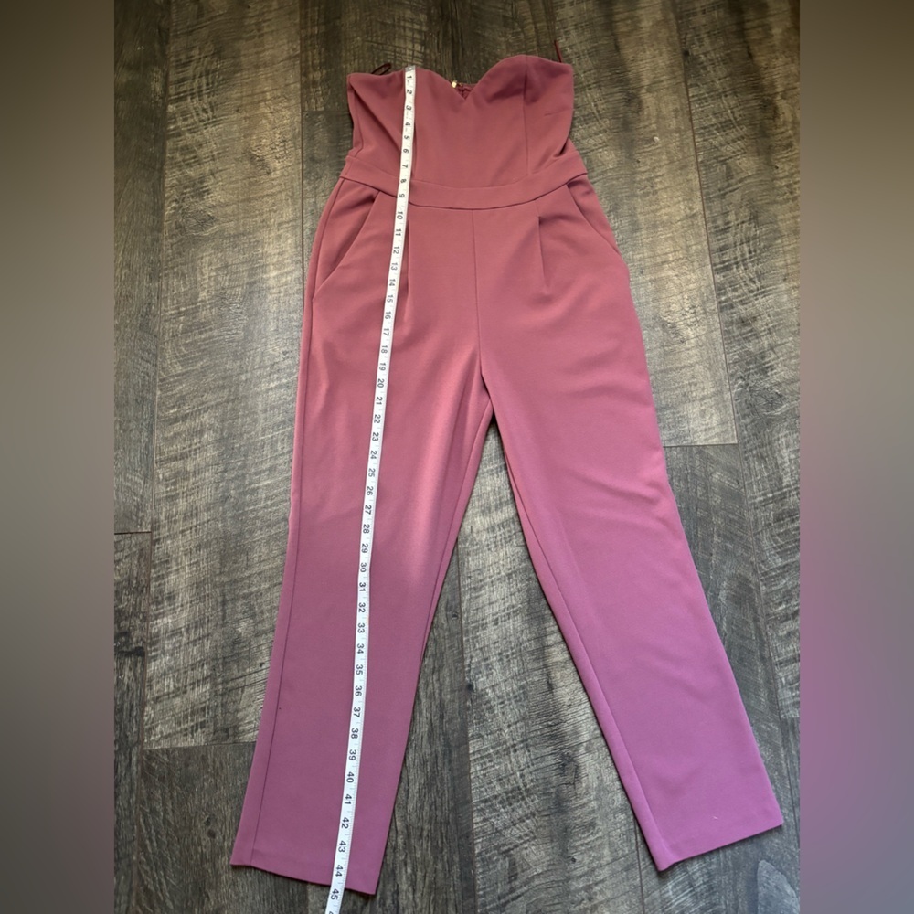 Express Mauve Strapless Jumpsuit - Picture 3 of 6